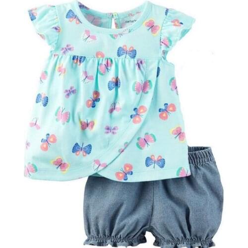 2021 Summer Children Sleepwear Baby Nightwear Pyjamas Kids Homewear Pijamas Short Sleeve Cotton Baby Girls Cartoon Pajamas Sets