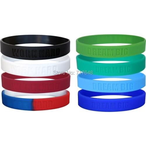 400PCS WORK HARD DREAM BIG wristband silicone bracelets free shipping by FEDEX