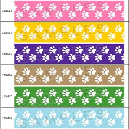 5 Yards Grosgrain/Satin 25mm/38mm/50mm/75mm Kawaii Dog Paws Bone Printed for Bow Cap DIY Accessories 200850 200851