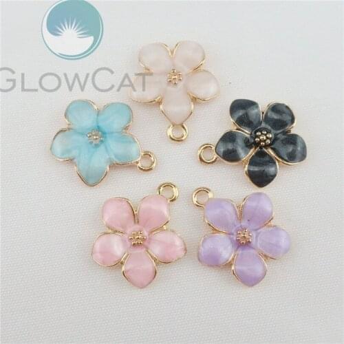 5X Mixed color little Flower Petals Pendant Charms Women DIY Earrings Jewelry Making Accessories