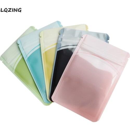 6*8cm 100pcs Candy Color Mini Self Sealing Zip Lock Bags Clear Plastic Jewelry Pack pouches Small Plastic Earrings Zipper Bags