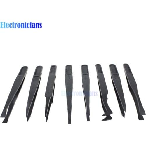 7pcs Anti-static Tweezer Tool Straight Bend Plastic Heat Resistant