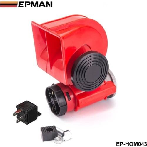 Car Motorcycle Truck 12V Red Compact Dual Tone Electric Pump Air Loud Horn Vehicle Siren For BMW 520i f10 EP-HOM043
