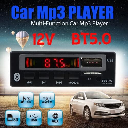 Car Kit Wireless Receiver Mp3 Board Module MP3 Player Bluetooth FM Radio V5.0 Mp3 Decoder 1 Din USB 3.5mm 12V AUX