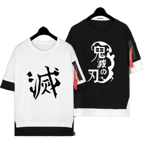Demon Slayer Anime cosplay Kimetsu no Yaiba T-shirt Iguro Obanai Cosplay Costumes Unisex ShortSleeve Tee Top Cotton Shirt Hooded