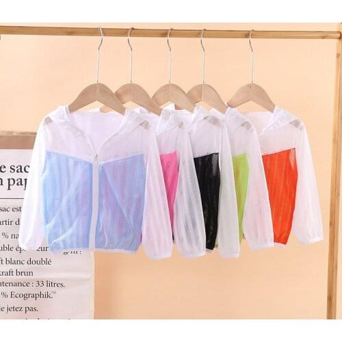 Color stitching childrens sun protection jacket spring and autumn style boys and girls out outdoor light and breathable