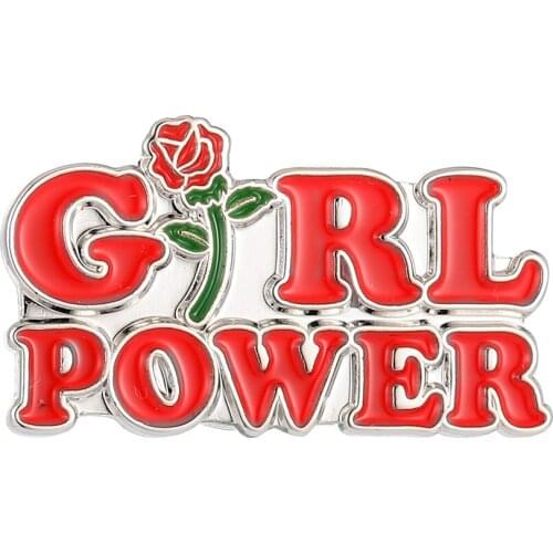 Girl Power Red Rose Feminism Womens Feminist Motivational Female Pin Brooch