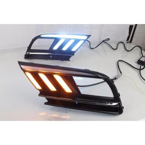 Osmrk ed drl daytime running light for Volkswagen Sagita 2016-2018 with moving yellow turn signals and blue night light