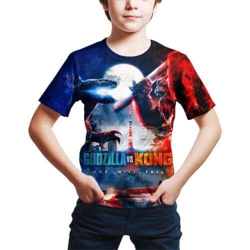Godzilla T-shirt Breathable and Sweat-absorbent Short Sleeves Childrens Clothing Universal Tops Cartoon Anime Summer Clothes