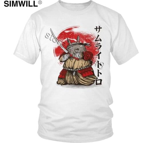 Funny My Neighbor Totoro Samurai T Shirt Japanese Anime Tshirt Short Sleeve Miyazaki Hayao T-shirt Cotton Studio Ghibli Tee Gift
