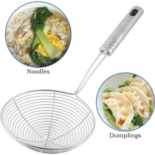 Hot Sale Skimmer Stainless Steel Cookware Net Conlander Mesh Ladle Fishing Line Leak Spoon Spicy fried Noodle Strainer Tool