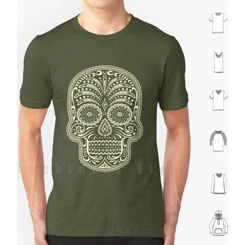 Sugar Skull T Shirt 6xl Cotton Cool Tee Skull Sugar Vector Skeleton Death Wrapping Human Wallpaper Halloween Mustache Roll