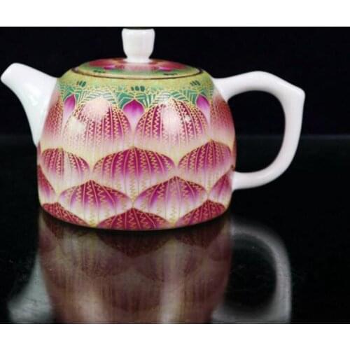 China Pastel ceramic lotus teapot crafts statue