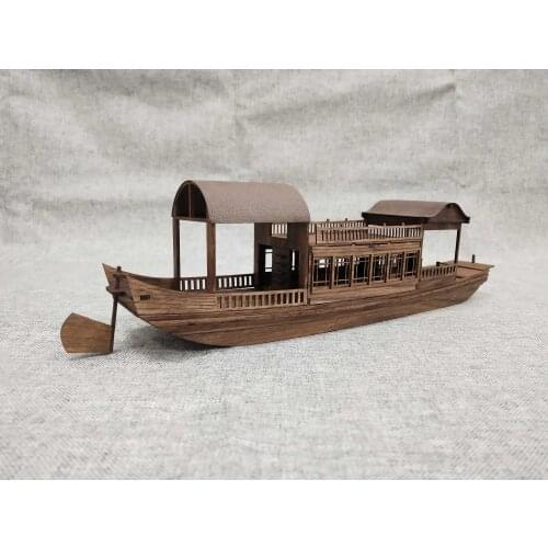 Classical ancient chinese river gallery boat wood ship sail kit