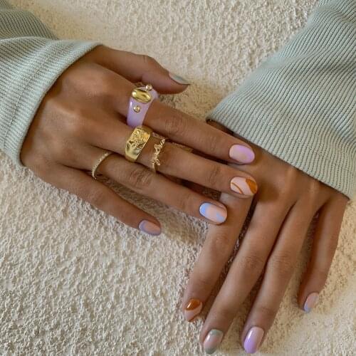 Retro Baroque Letter Heart Crystal Inlay Charm Rings Set Fashion Bohemia Party Jewelry For Women 4pcs/set Simple Statement Ring