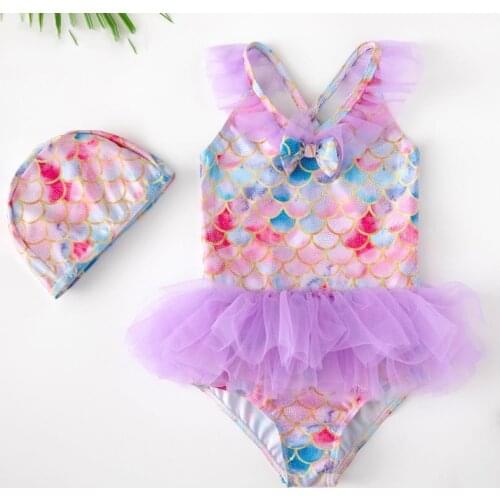 Baby Girls Swimsuit One Piece Mermaid Print Sequin Toddler Kids Swimwear Swimming Bathing Suit Children Beach Clothes Wear