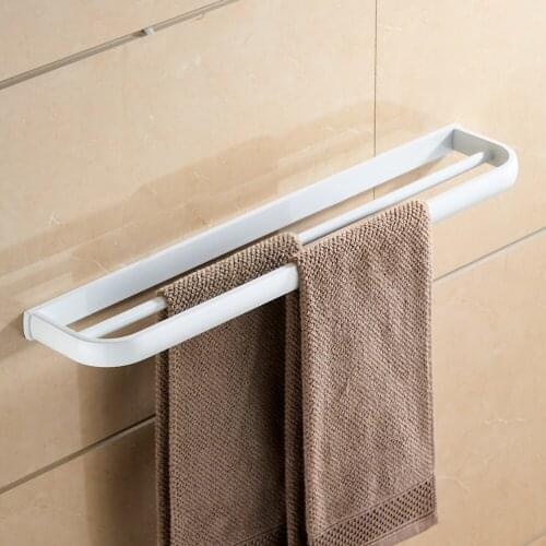 Leyden Brass 24inch Length Towel Bar Contemporary Bathroom Hardware, White Towel Holder Wall Mounted Single Rail