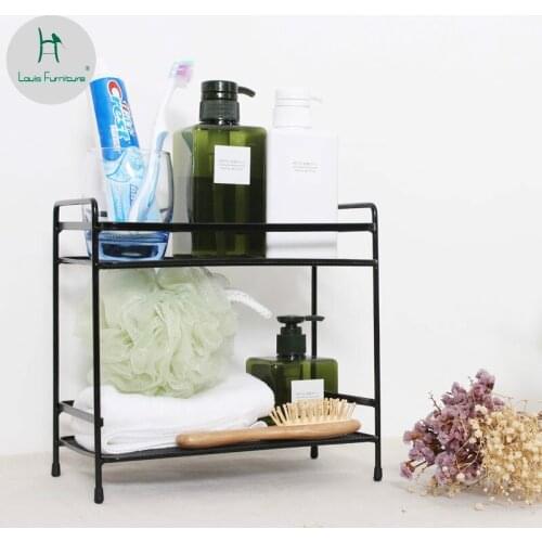 Louis Fashion Home Iron Art Desktop Storage Double Deck Kitchen Bathroom Bedroom Rack Ma Caron Multi Color