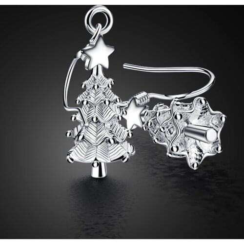 Fashion Personality 100% 925 Sterling Silver Christmas Tree Drop Earrings Women Charm Thread Earrings Jewelry Gift