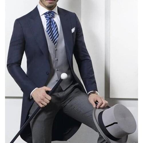 2020 Fashion Slim Men Suits Stripe Mens Blazer Slim Fit Wedding Male Groom Tuxedos Suit Prom Jacket+Pants+Vest 3 Piece