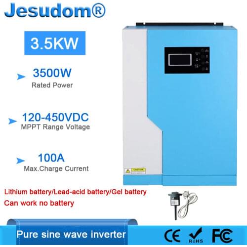 MPPT 3.5KW Solar Grid Inverter 24V100A Solar Hybrid Inverter 3500W 220V On-Off Grid Hybrid Inverter Pure Sine Wave Inverter