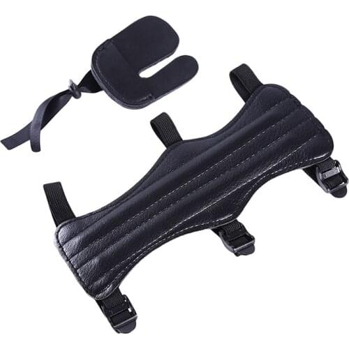 Outdoor Portable Leather Sports Archery Arm Guard And Finger Tab Protector Elbow Hunting Shooting Equipment Accessories