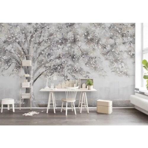 Milofi custom 3D wallpaper mural a tree advanced gray hand painted oil painting style modern background wall decoration painting