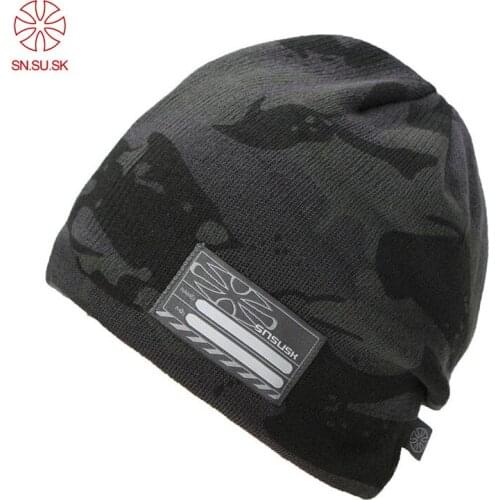 New Men Skiing Hats Warm Winter Knitting Skating Hat Beanies Snowboard Fleece Lined Ski Cap Counterterrorism Camo Caps