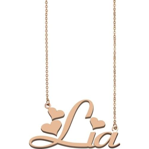Lia Name Necklace Custom Personalized Pendant Gold for Women Girls Best Friends Birthday Wedding Christmas Mother Days Gift
