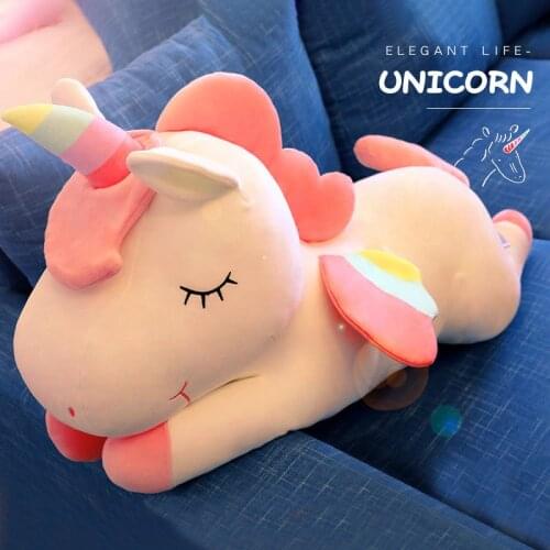 Plush Sleeping Unicorn Horse Dolls Pillow Large Size Soft Stuffed Unicorn Dolls Creative Birthday Gift