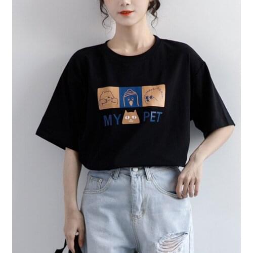 O Neck Pullover Short Sleeve T Shirt Women Letter Print Loose Causal Tees Summer 2021 New Fashion Ladies Top