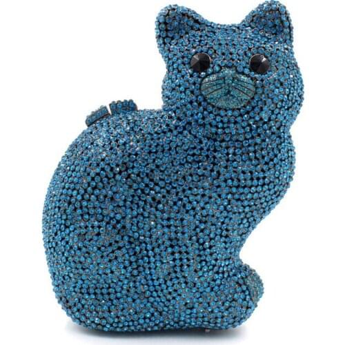 Bee In Fly Luxury Hand Inlaid Diamond 3D Cat Shape Women Crystal Clutch Evening Bags Bridal Diamond Clutch Party Handbags