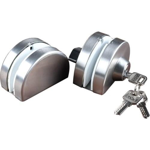 Glass Door Lock Stainless Steel 201 Brushed Double Door Double Open U-Shaped Lock No Hole Can Be Installed with Lock with Twist