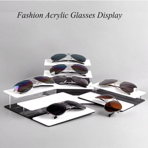 Top 2/3/4-layer White&Black Acrylic Sunglasses Display Riser Stand Glasses Holder Organizer Sunglass Showcase For Fashion Store