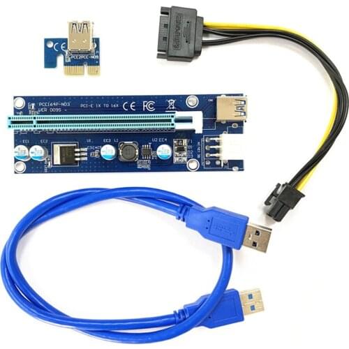 VER009S PCI-E Riser Card Express 1X to 16X Extender USB 3.0 Cable SATA 6Pin Power Connector Adapter for Graphics Video Card Mini