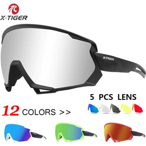 X-TIGER Wind Cycling Glasses 5 Lens Polarized Outdoor Sport Bicycle Glasses MTB Mountain Bike Sunglasses Goggles Cycling Eyewear