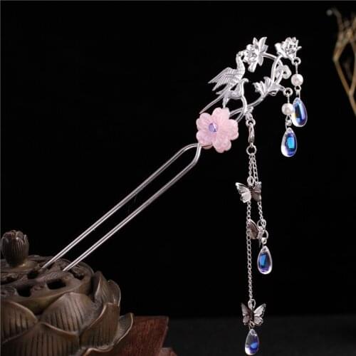 Double Sided Flowers Hair Claw Direct Plate Hairpin Bridal Headdress Hairpins Sticks Jewelry Ornaments Chinese Ancient Style