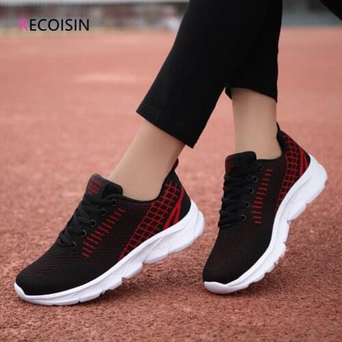 RECOISIN New 2021 Fashion Sneakers Women Breathable Mesh Casual Lace-up Basket Femme Flats Trainers Women Shoes zapatillas mujer