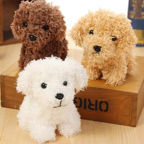 12 cm Simulation Dog Poodle Plush Toys Animal Suffed Doll Key Chain Ring Pendant Plush Toys for Christmas Gift