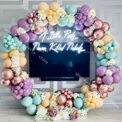 135pcs Macaron Purple Blue Balloon Garland Arch Kit Chrome Rose Gold Balloon For Wedding Baby Shower Birthday Party Decorations