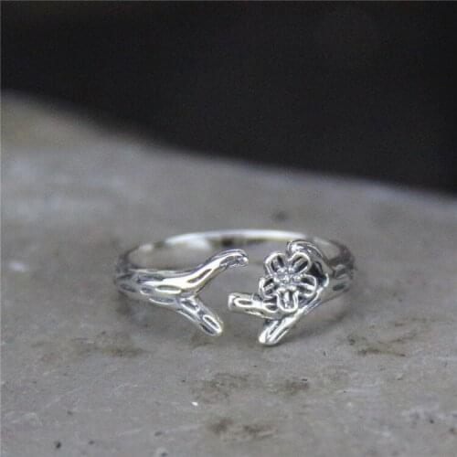 2019 Special Offer Anel Feminino S925 Pure Restoring Ancient Ways Cherry Peach Tree Branches Mouth Ring Thai Do Old Lady Tail