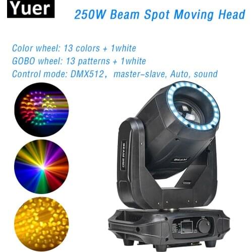 250W Beam Spot Wash 3IN1 13 Colors + 1White Light DMX512 Control Moving Head Light DJ Disco Bar Party Show Lighting Stage Light