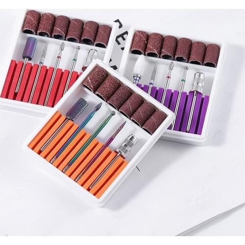 5pcs/Box Ceramic Diamond Nail Drill Mix Bits Set Milling Cutter for Manicure Electric Machine Pedicure Burrs Nail Art Drill Tool