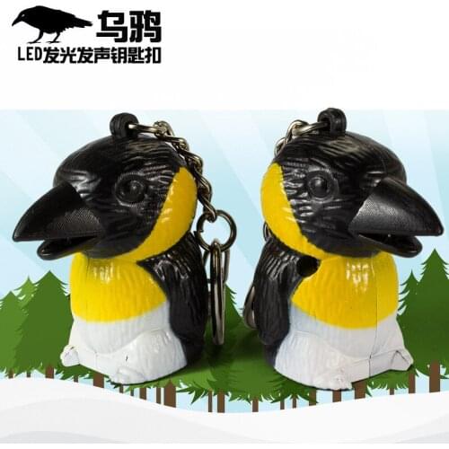 FREE SHIPPING by FEDEX 100pcs/lot 2014 Hot 3D Plastic Raven LED Flashlight Keychain With Sound Crow Keyring with Light