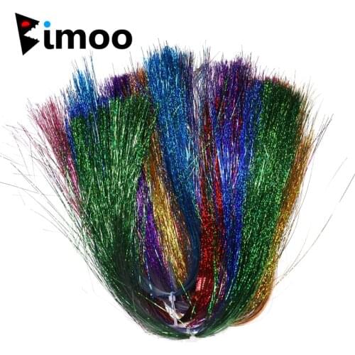 Bimoo 2Packs Fly Tying Flat Holo Tinsel Flash Minniw Pike Saltwater Steelhead Streamer Fly Tying Material 0.35mm Silver Gold red
