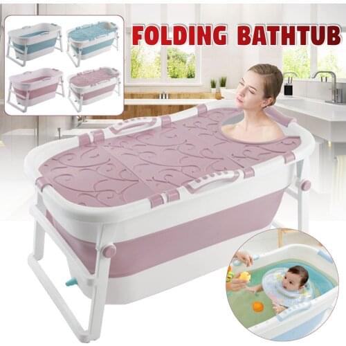1.07m Large Portable Adult Folding Bathtub Shower Kids Collapsible Swimming Sauna Spa Tub Household Freestanding Bath With Cover