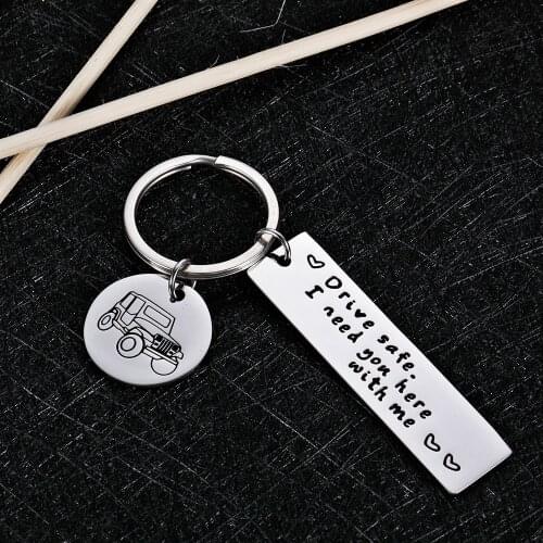 Key Chain Drive Safe Car Keychain for Couples Men Boyfriend Off-road Driver Stainless Steel Keyring Jewerly Gift Keyring