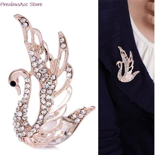 Rhinestone Swan Brooch Crystal Animal Brooches Suit Collar Pin Wedding Party Accessories 5cm*3.5cm/1.97in*1.38in