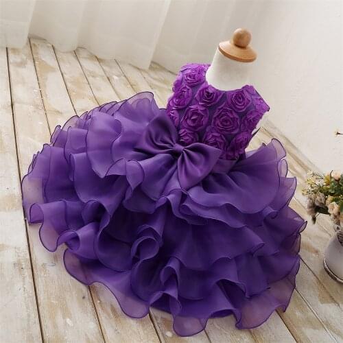 Flower Girl Purple Dress For Wedding Kids Clothes Party Dress For Girl Prom Wear Children Graduation Gown Formal Vestidos Size 8