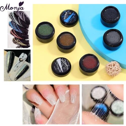 Monja 8 Styles Nail Art Silk 3D Drawing Nail Polish UV Gel Buddy Spider Lines Pattern DIY Design Painting Gel Manicure Tools